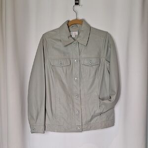 D & Co Women's Gray Leather Jacket Coat Size XS